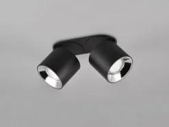 LED Deckenstrahler Schwarz 2 Spots schwenkbar dimmbar, Breite 18cm
