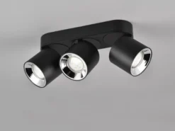 LED Deckenstrahler Schwarz 3 Spots schwenkbar dimmbar, Breite 27cm