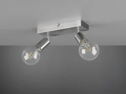 LED Deckenstrahler Silber, Balken 2-flammig dimmbar, Breite 26cm