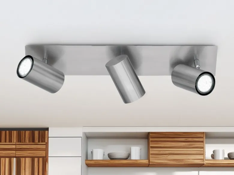 LED Deckenstrahler Silber 3-flammig, Breite 48cm