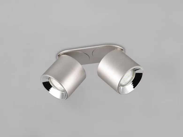 LED Deckenstrahler Silber 2 Spots schwenkbar dimmbar, Breite 18cm