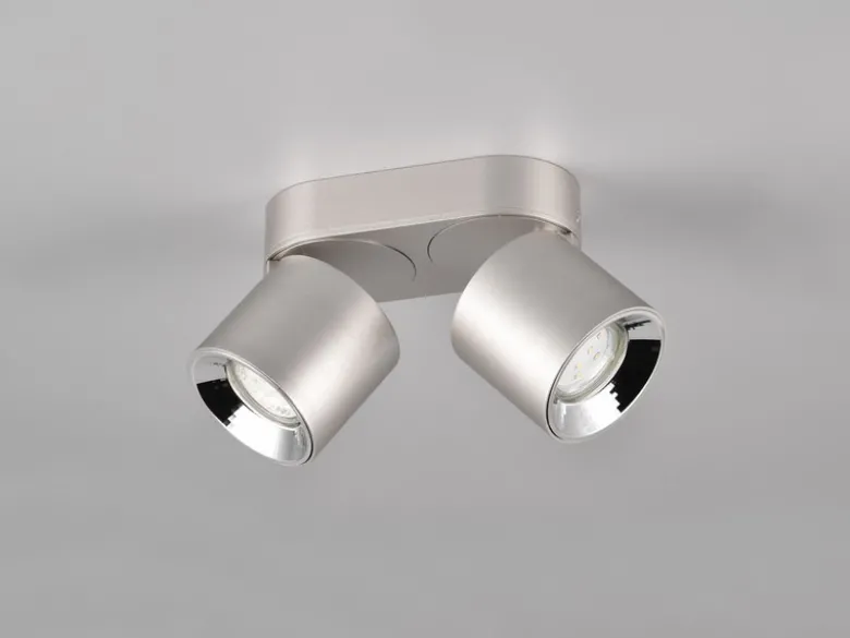 LED Deckenstrahler Silber 2 Spots schwenkbar dimmbar, Breite 18cm