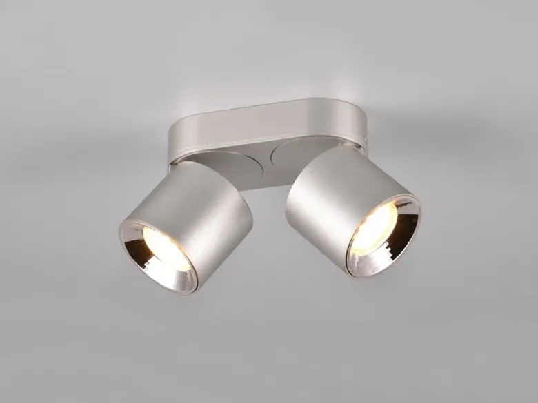 LED Deckenstrahler Silber 2 Spots schwenkbar dimmbar, Breite 18cm