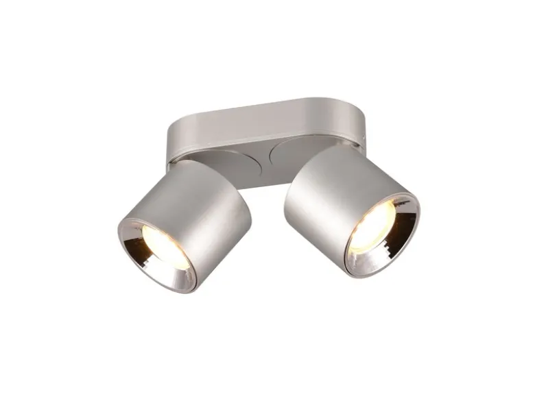 LED Deckenstrahler Silber 2 Spots schwenkbar dimmbar, Breite 18cm