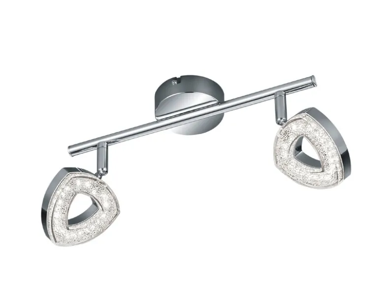 LED Deckenstrahler TOURS 2-flammig Silber Chrom, Breite 30cm