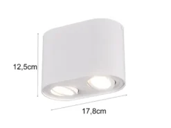 LED Deckenstrahler Weiß 2-flammig Spots schwenkbar, Breite 17cm