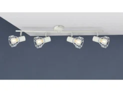LED Deckenstrahler Weiß 4-flammig, Gitterlampe schwenkbar, Breite 60cm