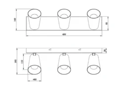 LED Deckenstrahler Weiß Gold 3-flammig, Breite 46cm