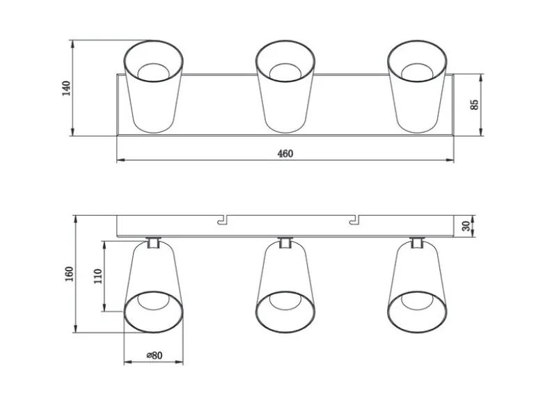 LED Deckenstrahler Weiß Gold 3-flammig, Breite 46cm