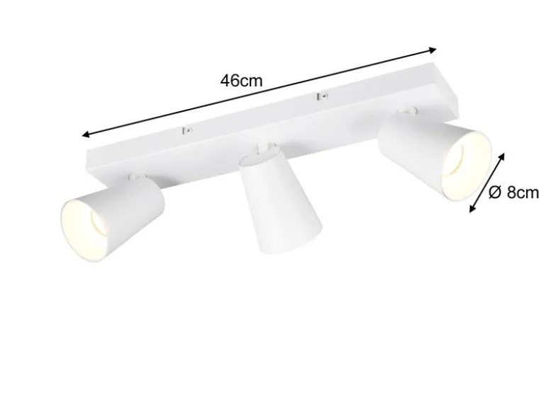 LED Deckenstrahler Weiß Gold 3-flammig, Breite 46cm