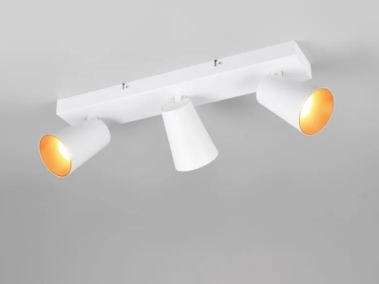 LED Deckenstrahler Weiß Gold 3-flammig, Breite 46cm
