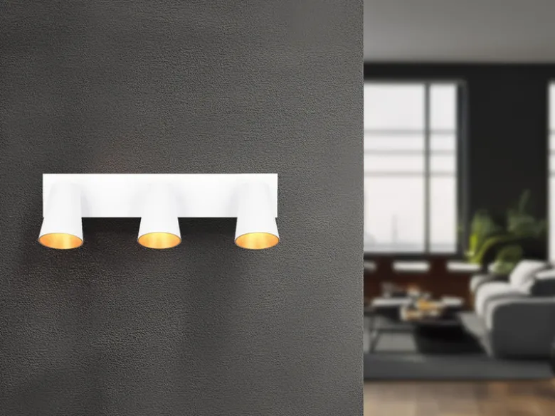 LED Deckenstrahler Weiß Gold 3-flammig, Breite 46cm