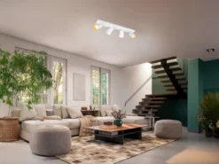 LED Deckenstrahler Weiß Gold 4-flammig, Breite 64cm