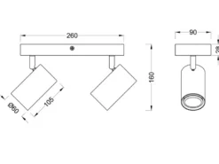LED Deckenstrahler Weiß mit Holz 2-flammig, Breite 26cm