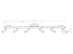 LED Deckenstrahler ZENO ausziehbar mit 6 Spots Schwarz, max. Breite 180cm
