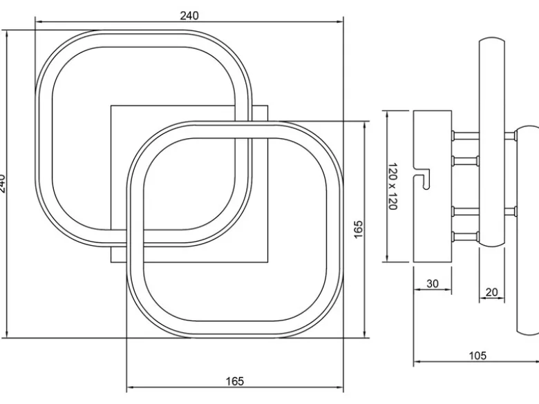 LED Decken- und Wandleuchte KASIA, 2 Quadrate Metall Weiß, Breite 26,5cm