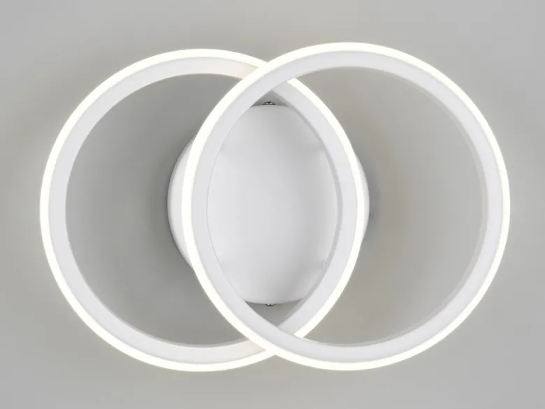 LED Decken- und Wandleuchte KASIA, zwei Ringe Metall Weiß, Breite 26,5cm