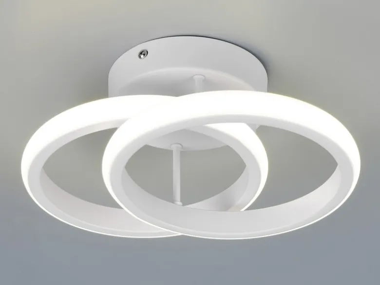 LED Decken- und Wandleuchte KASIA, zwei Ringe Metall Weiß, Breite 26,5cm