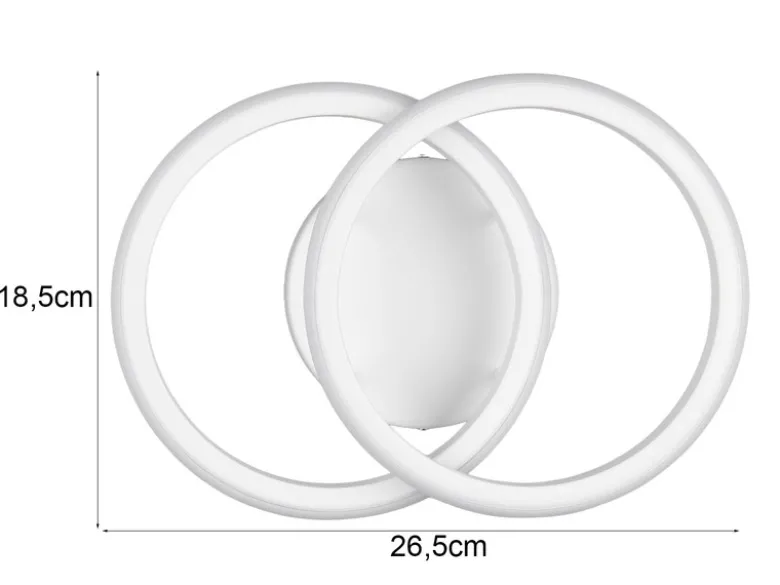 LED Decken- und Wandleuchte KASIA, zwei Ringe Metall Weiß, Breite 26,5cm