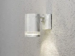 LED Design Außenwandleuchte Downlight aus Stahl Höhe 13cm, Silber