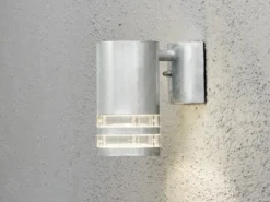 LED Design Außenwandleuchte Downlight aus Stahl Höhe 15,5cm, Silber