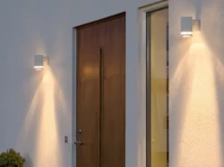 LED Design Außenwandleuchte Downlight aus Aluminium Höhe 13cm, Weiß