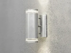 LED Design Außenwandleuchte Up-Down Höhe 24cm aus Stahl, Silber