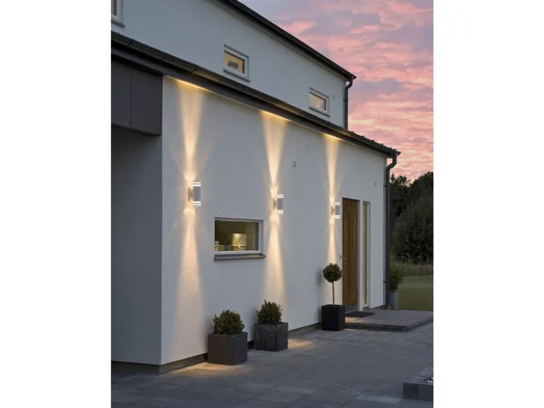 LED Design Außenwandleuchte Up-Down Höhe 30cm aus Aluminium, Weiß