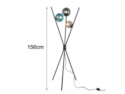 LED Dreibein Stehleuchte mit bunten Glaskugeln, Höhe 156cm
