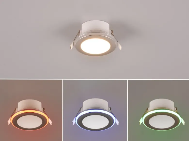 LED Einbaustrahler ARGUS Chrom mit Fernbedienung dimmbar & RGBW, Ø 8cm
