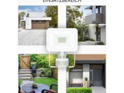 LED Flutlichtstrahler mit Bewegungsmelder Weiß, 20 Watt, IP54