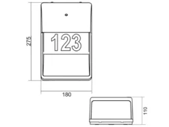 LED Hausnummernleuchte Anthrazit mit Dämmerungssensor, Höhe 27cm