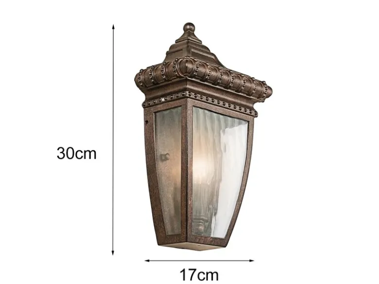 LED Historische Außenwandleuchte Halbschale, Bronze Höhe 30cm