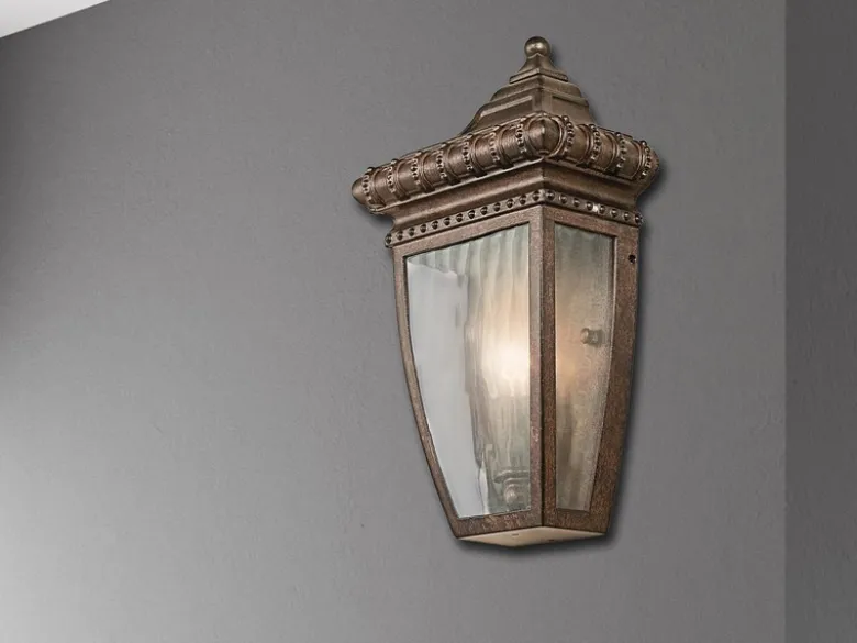 LED Historische Außenwandleuchte Halbschale, Bronze Höhe 30cm