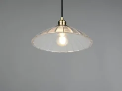 LED Hängelampe einflammig, Altmessing mit Glasschirm klar, Ø 29,5cm