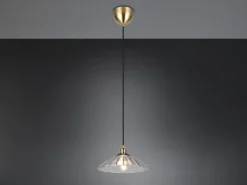 LED Hängelampe einflammig, Altmessing mit Glasschirm klar, Ø 29,5cm