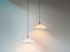 LED Hängelampe einflammig, Glas Amber / Metall Schwarz, Ø 35cm