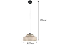 LED Hängelampe einflammig, Glas Amber / Metall Schwarz, Ø 35cm