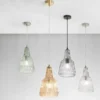LED Hängelampe einflammig, Kristallglas Amber facettiert, Ø 23cm