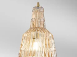 LED Hängelampe einflammig, Kristallglas Amber facettiert, Ø 23cm