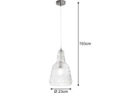 LED Hängelampe einflammig, Kristallglas Transparent facettiert, Ø 23cm