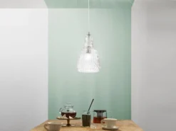 LED Hängelampe einflammig, Kristallglas Transparent facettiert, Ø 23cm