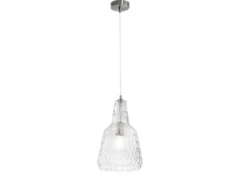 LED Hängelampe einflammig, Kristallglas Transparent facettiert, Ø 23cm