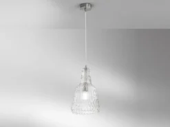 LED Hängelampe einflammig, Kristallglas Transparent facettiert, Ø 23cm