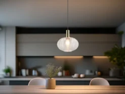 LED Hängelampe einflammig mit Kugel Glasschirm Transparent Ø 26cm