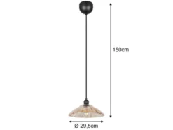 LED Hängelampe einflammig, Schwarz mit Glasschirm Amber, Ø 29,5cm