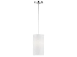 LED Hängelampe 1-flammig dimmbar mit Dekor Stoffschirm Zylinder Weiß, Ø 16cm