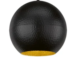 LED Hängelampe Kugel 1-flammig Schwarz, Lampenschirm innen Gold, Ø 30cm