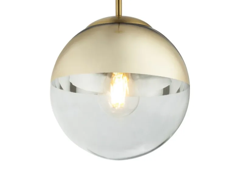 LED Hängelampe mit Glaskugel Design in Gold & Klarglas, Ø 20cm