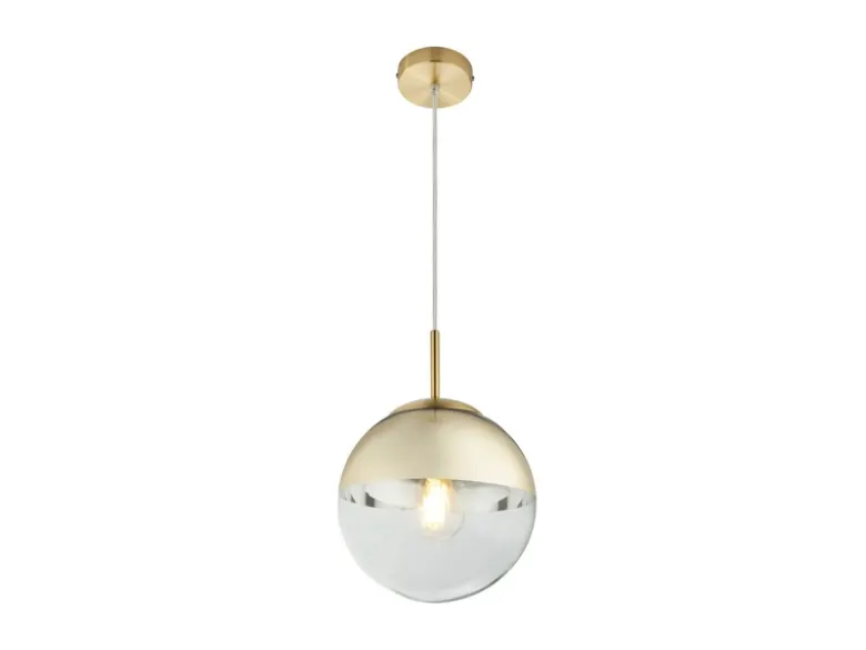 LED Hängelampe mit Glaskugel Design in Gold & Klarglas, Ø 20cm